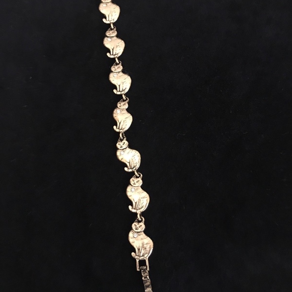 Sitting Cats Gold Toned  Rhinestone Bracelet - Picture 4 of 8